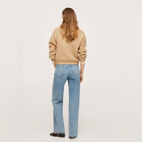 Mango Tan Chunky Knit Sweater Recycled Polyester Size Small - Picture 3 of 10